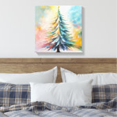 Een schilderij van een kerstboom canvas afdruk (Insitu (Slaapkamer))