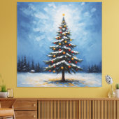 Een schilderij van een kerstboom met ornamenten canvas afdruk (Insitu (Woonkamer))