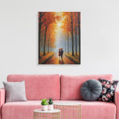 Een schilderij van een koppel dat op een pad loopt canvas afdruk (Insitu (Woonkamer))