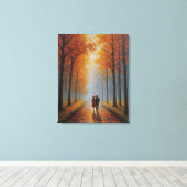Een schilderij van een koppel dat op een pad loopt canvas afdruk (Insitu (Houten vloer))
