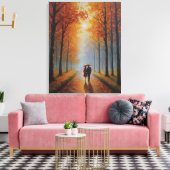 Een schilderij van een koppel dat op een pad loopt canvas afdruk (Insitu (Woonkamer))