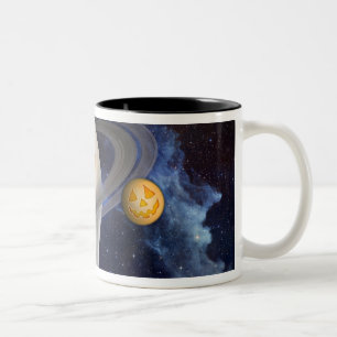 Een schilderij van een kunstenaar tweekleurige koffiemok