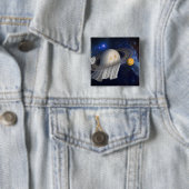 Een schilderij van een kunstenaar vierkante button 5,1 cm (In situ)