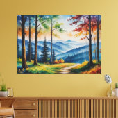 Een schilderij van een pad in een bos canvas afdruk (Insitu (Woonkamer))