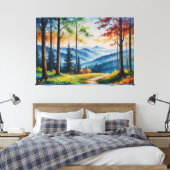 Een schilderij van een pad in een bos canvas afdruk (Insitu (Slaapkamer))