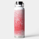 Een schilderij van een rode hemel met bomen waterfles (Achterkant)