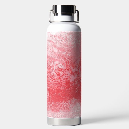 Een schilderij van een rode hemel met bomen waterfles (Achterkant)