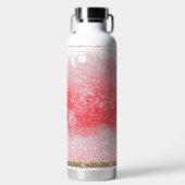 Een schilderij van een rode hemel met bomen waterfles (Voorkant)