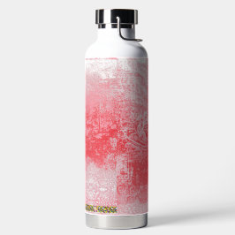 Een schilderij van een rode hemel met bomen waterfles