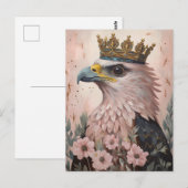 Een schilderij van een roze havik met een gouden k briefkaart (Voorkant / Achterkant)
