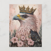 Een schilderij van een roze havik met een gouden k briefkaart (Voorkant)
