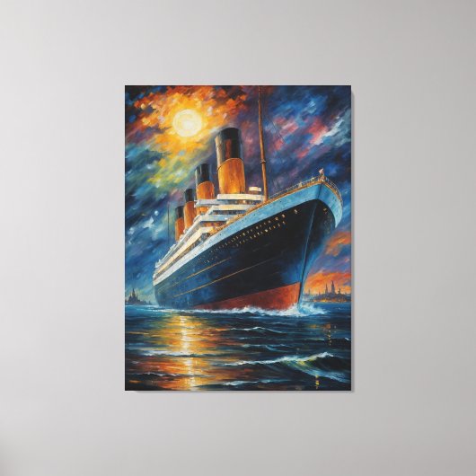Een schilderij van een schip in het water canvas afdruk (Voorkant)