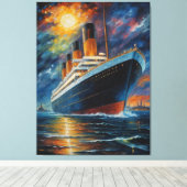Een schilderij van een schip in het water canvas afdruk (Insitu (Houten vloer))