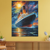 Een schilderij van een schip in het water canvas afdruk (Insitu (Woonkamer))