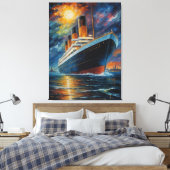 Een schilderij van een schip in het water canvas afdruk (Insitu (Slaapkamer))