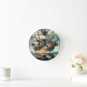 Een schilderij van een schip met de zeilen naar be ronde klok (Huis)