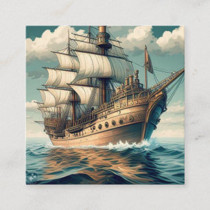 Een Schilderij Van Een Schip Met De Zeilen Neer-56 Vierkante Visitekaartje