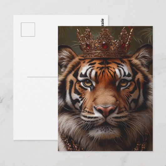 Een schilderij van een tijger in een kroon briefkaart (Voorkant / Achterkant)