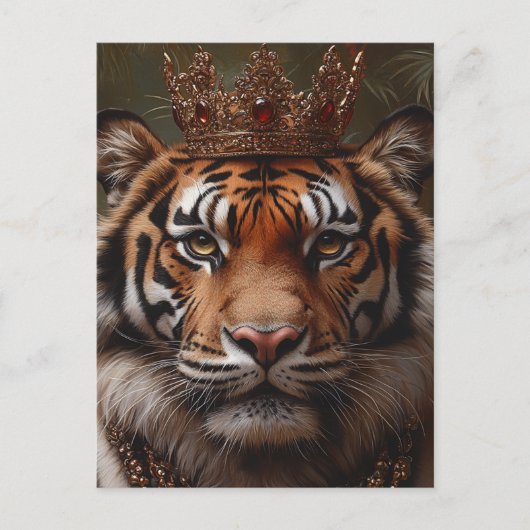 Een schilderij van een tijger in een kroon briefkaart (Voorkant)