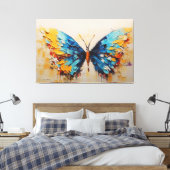 Een schilderij van een vlinder canvas afdruk (Insitu (Slaapkamer))