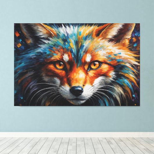 Een schilderij van een vos canvas afdruk (Insitu (Houten vloer))