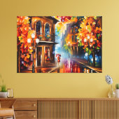 Een schilderij van een vrouw die een paraplu vasth canvas afdruk (Insitu (Woonkamer))