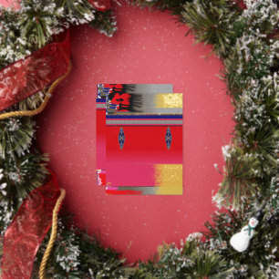 Een schilderij van een vrouw in een roze jurk folie feestdagen briefkaart