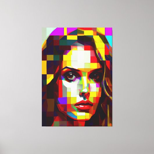 Een schilderij van een vrouwengezicht. canvas afdruk (Voorkant)