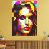 Een schilderij van een vrouwengezicht. canvas afdruk (Insitu (Woonkamer))