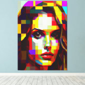 Een schilderij van een vrouwengezicht. canvas afdruk (Insitu (Houten vloer))