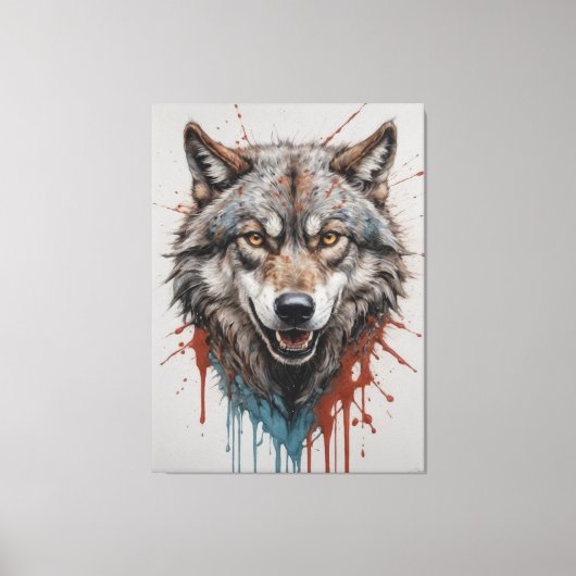 Een schilderij van een wolf canvas afdruk (Voorkant)