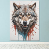 Een schilderij van een wolf canvas afdruk (Insitu (Houten vloer))