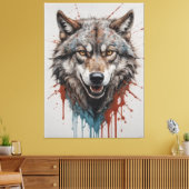 Een schilderij van een wolf canvas afdruk (Insitu (Woonkamer))