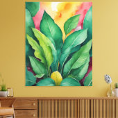 Een schilderij van groene bladeren canvas afdruk (Insitu (Woonkamer))