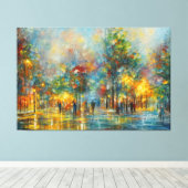 Een schilderij van mensen die in een park lopen canvas afdruk (Insitu (Houten vloer))