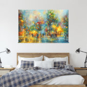 Een schilderij van mensen die in een park lopen canvas afdruk (Insitu (Slaapkamer))