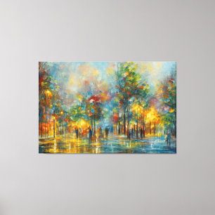 Een schilderij van mensen die in een park lopen canvas afdruk