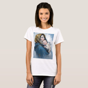 Een schilderij van Moeder Maria en het kindje Jezu T-shirt