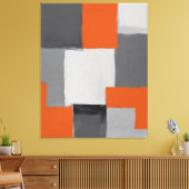 Een schilderij van oranje en grijze vierkanten canvas afdruk (Insitu (Woonkamer))