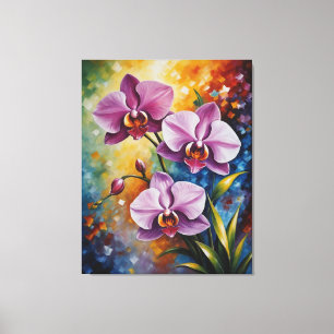 Een schilderij van paarse bloemen canvas afdruk