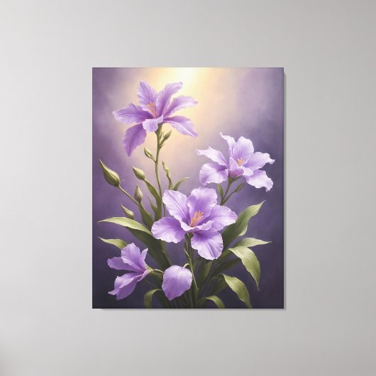 Een schilderij van paarse bloemen canvas afdruk (Voorkant)