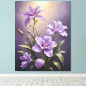 Een schilderij van paarse bloemen canvas afdruk (Insitu (Houten vloer))