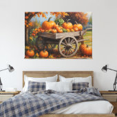 Een schilderij van pompoenen op een kar canvas afdruk (Insitu (Slaapkamer))