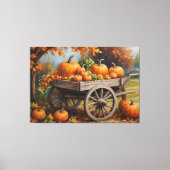 Een schilderij van pompoenen op een kar canvas afdruk (Voorkant)