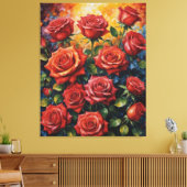 Een schilderij van rode rozen canvas afdruk (Insitu (Woonkamer))