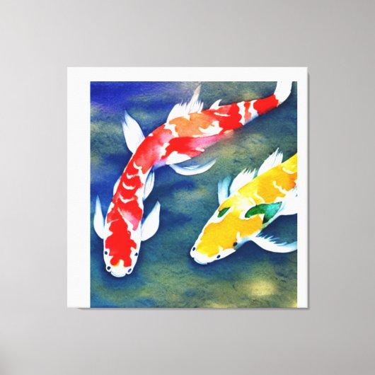 Een schilderij van waterverf koi Fish Canvas Afdruk (Voorkant)