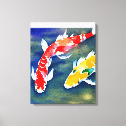 Een schilderij van waterverf koi Fish Canvas Afdruk (Voorkant)