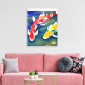 Een schilderij van waterverf koi Fish Canvas Afdruk (Insitu (Woonkamer))