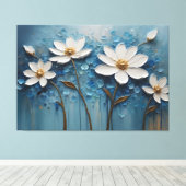 Een schilderij van witte bloemen canvas afdruk (Insitu (Houten vloer))