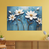 Een schilderij van witte bloemen canvas afdruk (Insitu (Woonkamer))